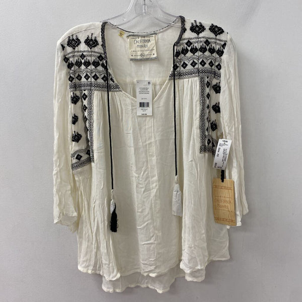 CALIFORNIA MOON RISE WOMEN'S BLOUSE/SHIRT black white XS