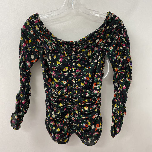 ZARA WOMEN'S TOP black rainbow mix XS