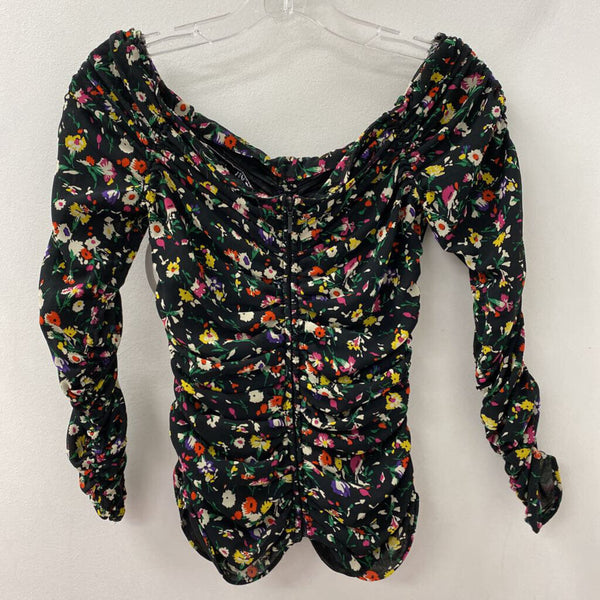 ZARA WOMEN'S TOP black rainbow mix XS