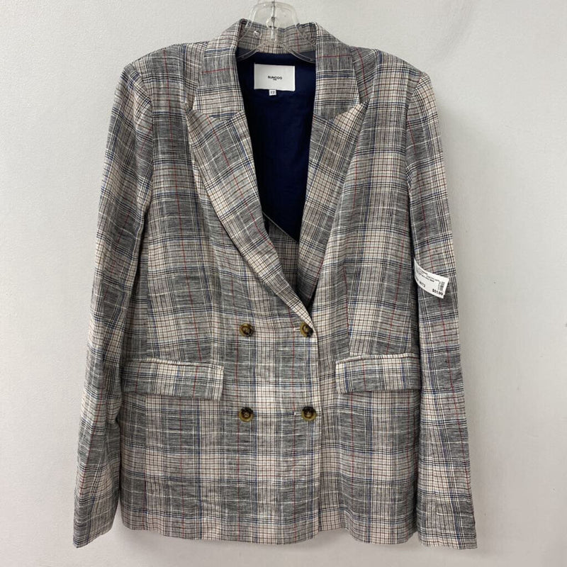 SUNCOO paris WOMEN'S BLAZER/JACKET grey navy black mix M/T2