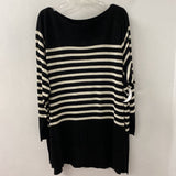 A MTL 1980 WOMEN'S PLUS TOP black white stripe 3X
