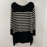 A MTL 1980 WOMEN'S PLUS TOP black white stripe 3X
