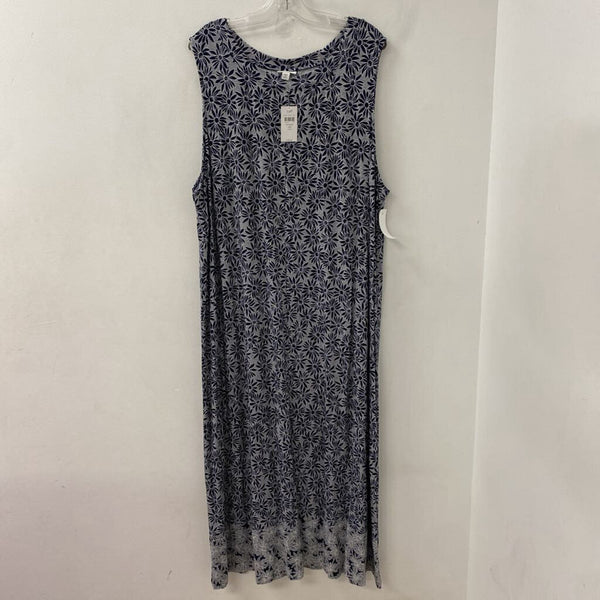 J JILL/PUREJILL WOMEN'S PLUS DRESS grey black floral 4X