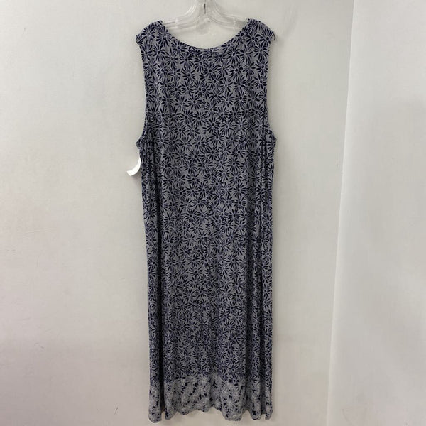 J JILL/PUREJILL WOMEN'S PLUS DRESS grey black floral 4X
