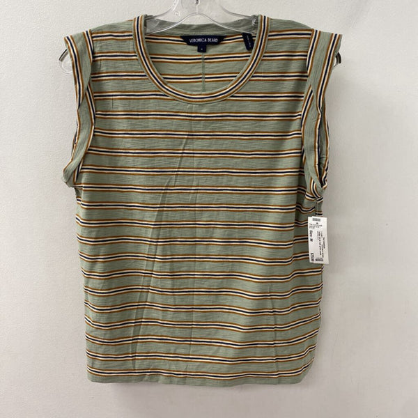 VERONICA BEARD WOMEN'S T-SHIRT green cream navy M