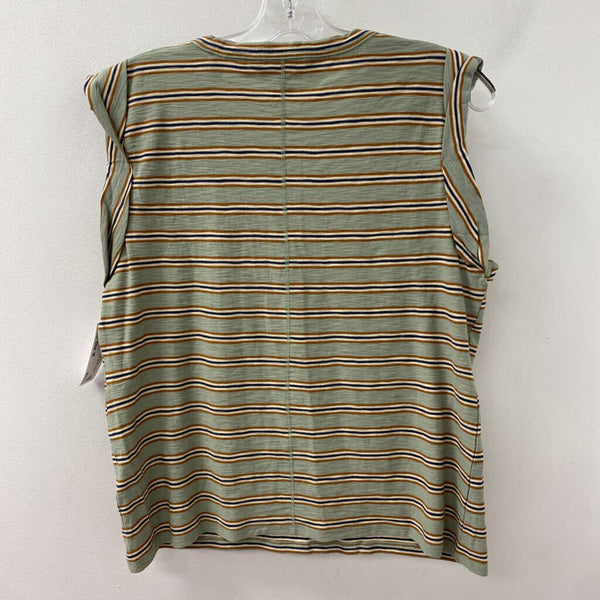 VERONICA BEARD WOMEN'S T-SHIRT green cream navy M