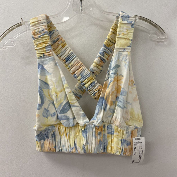 ABERCROMBIE & FITCH WOMEN'S TOP white yellow blue mix XS