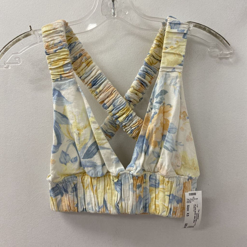 ABERCROMBIE & FITCH WOMEN'S TOP white yellow blue mix XS