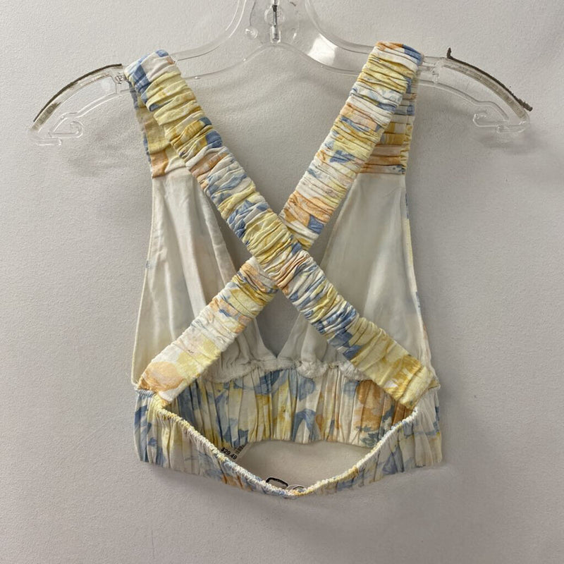 ABERCROMBIE & FITCH WOMEN'S TOP white yellow blue mix XS