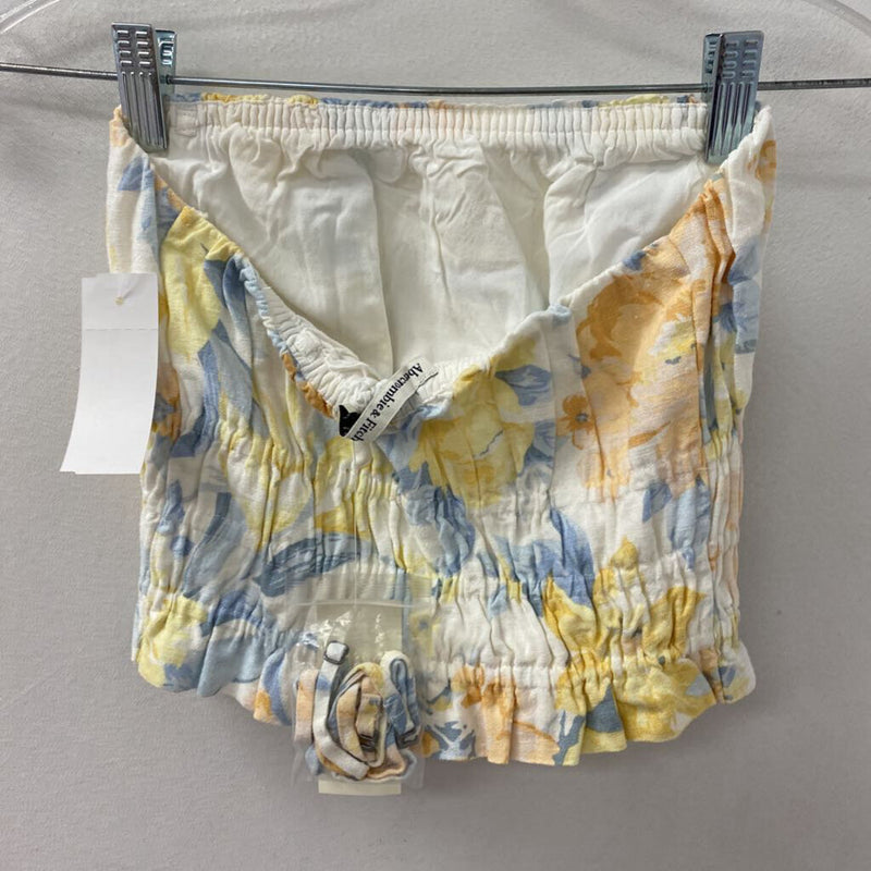 ABERCROMBIE & FITCH WOMEN'S TOP white yellow blue mix XS