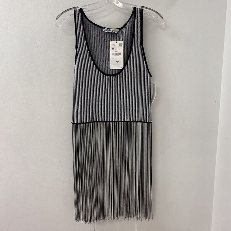 ZARA WOMEN'S TOP black white mix M