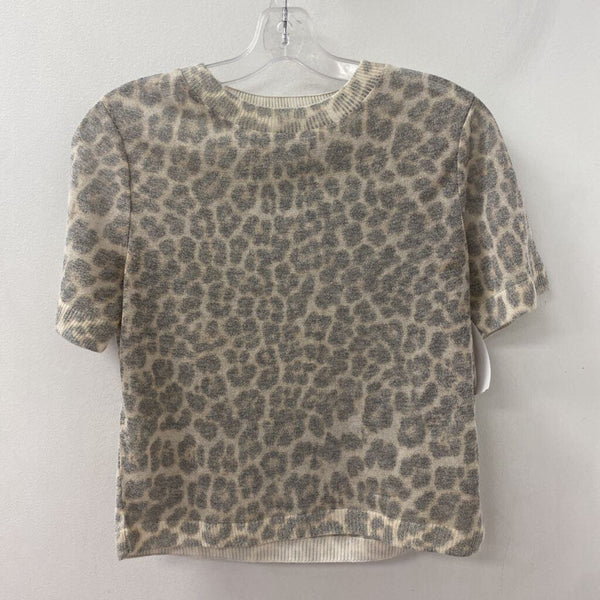 ZARA WOMEN'S T-SHIRT grey tan cream mix M