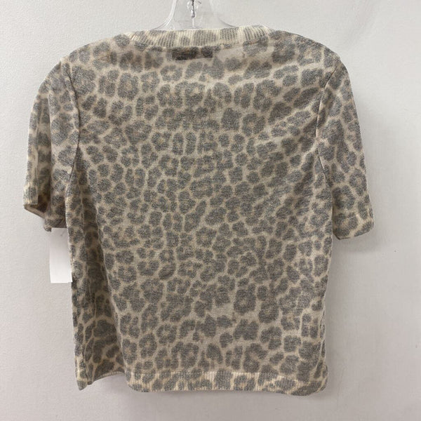 ZARA WOMEN'S T-SHIRT grey tan cream mix M