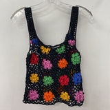 ZARA WOMEN'S TOP black rainbow mix S