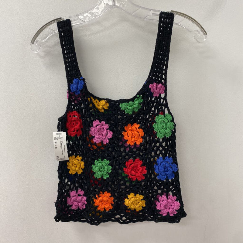 ZARA WOMEN'S TOP black rainbow mix S