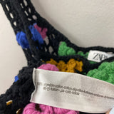 ZARA WOMEN'S TOP black rainbow mix S