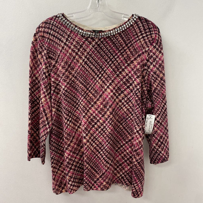 TALBOTS WOMEN'S PLUS TOP white pink black 2XP