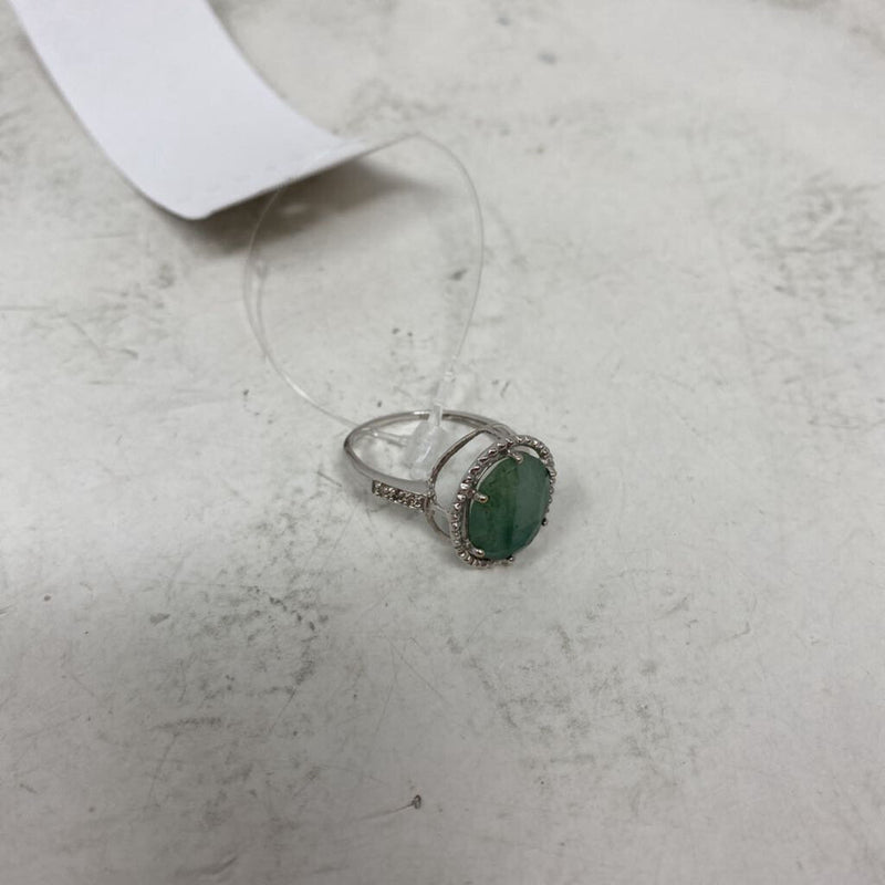 WOMEN'S RING green silver 6.75