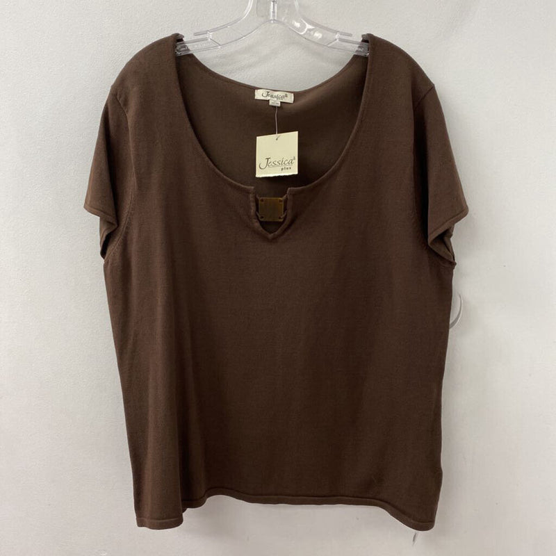 JESSICA WOMEN'S PLUS TOP brown 2X