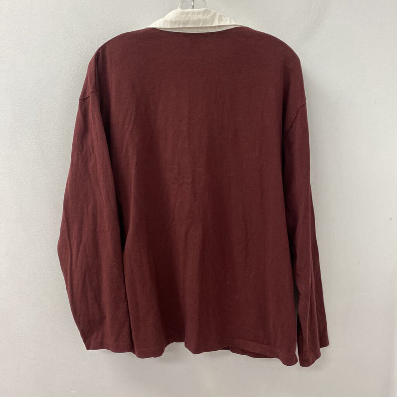 H&M WOMEN'S TOP burgundy white mix M