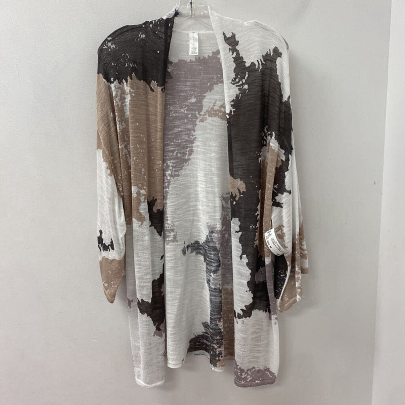 MARLA WYNNE WOMEN'S CARDIGAN white taupe charcoal mix M