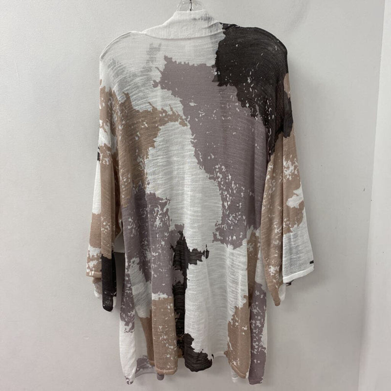 MARLA WYNNE WOMEN'S CARDIGAN white taupe charcoal mix M