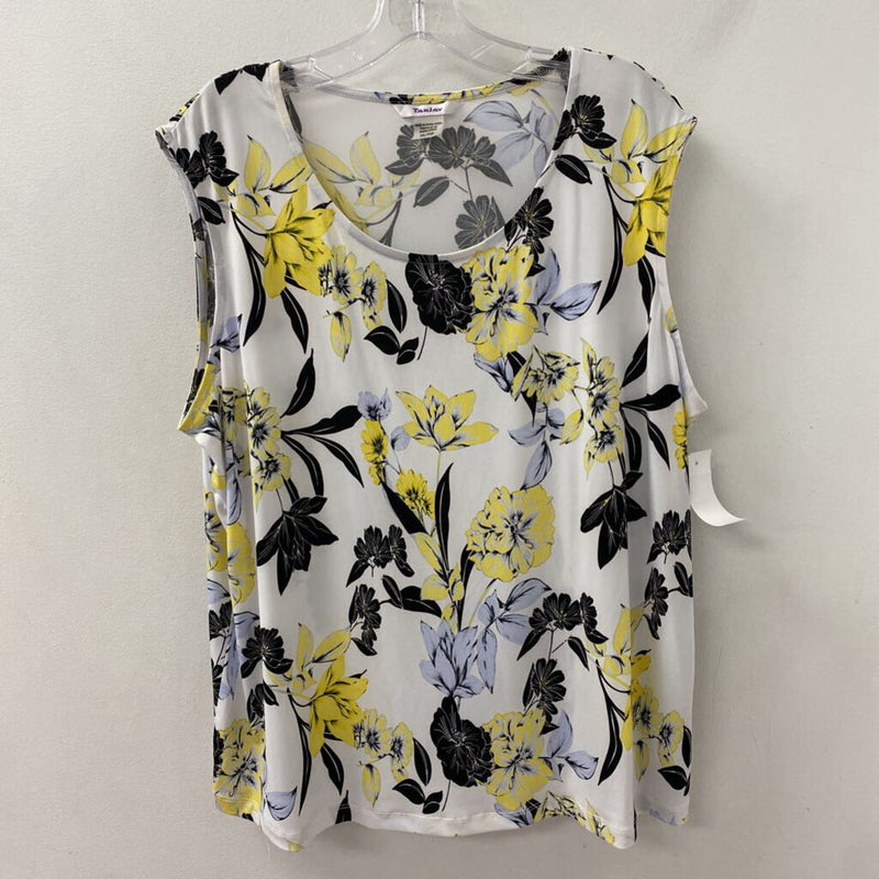 TANJAY WOMEN'S TOP white black yellow mix XL