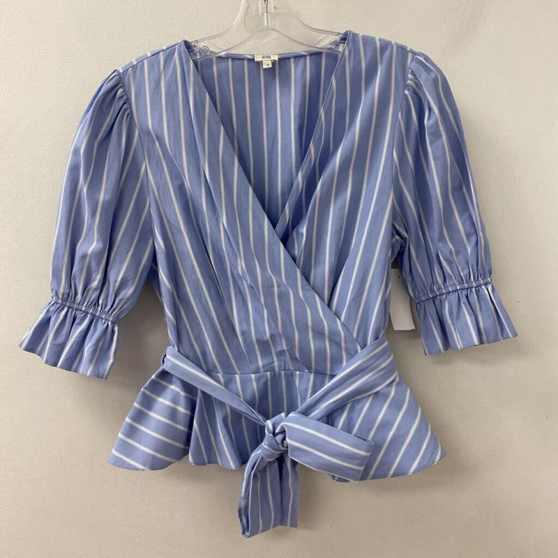 RIVER ISLAND WOMEN'S BLOUSE/SHIRT blue white stripe 10