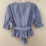 RIVER ISLAND WOMEN'S BLOUSE/SHIRT blue white stripe 10