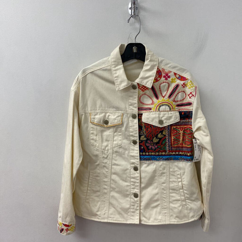 DESIGUAL WOMEN'S DENIM JACKET ivory multi S