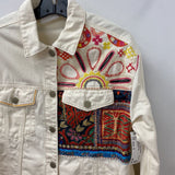 DESIGUAL WOMEN'S DENIM JACKET ivory multi S