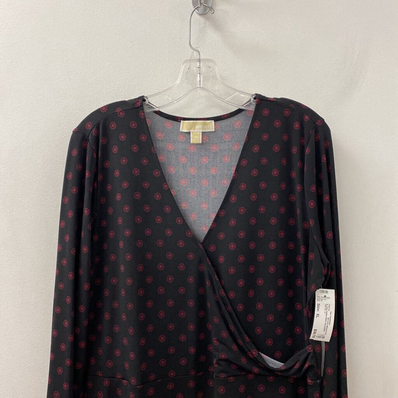 MICHAEL/Michael Kors WOMEN'S DRESS black red pattern XL