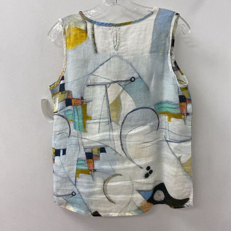 ART WOMEN'S BLOUSE/SHIRT white green yellow blue XS