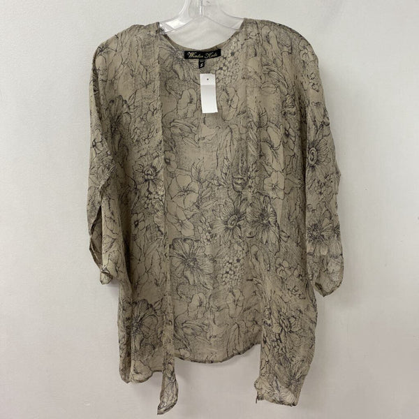winter kate WOMEN'S BLOUSE/SHIRT beige black floral S