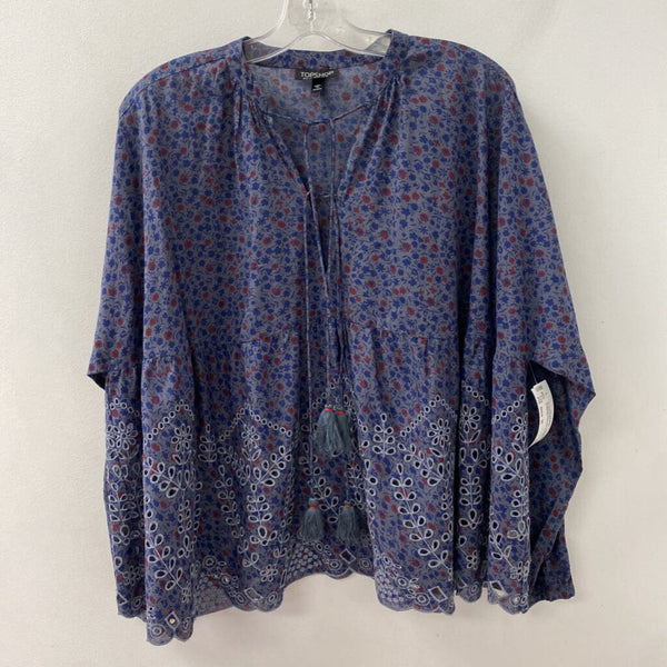 TOPSHOP WOMEN'S BLOUSE/SHIRT charcoal navy burgundy mix 10