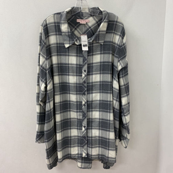 IN EVERY STORY WOMEN'S PLUS TOP ivory grey 3X