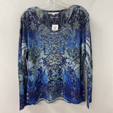 CLEO WOMEN'S TOP blue grey print L