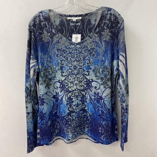 CLEO WOMEN'S TOP blue grey print L