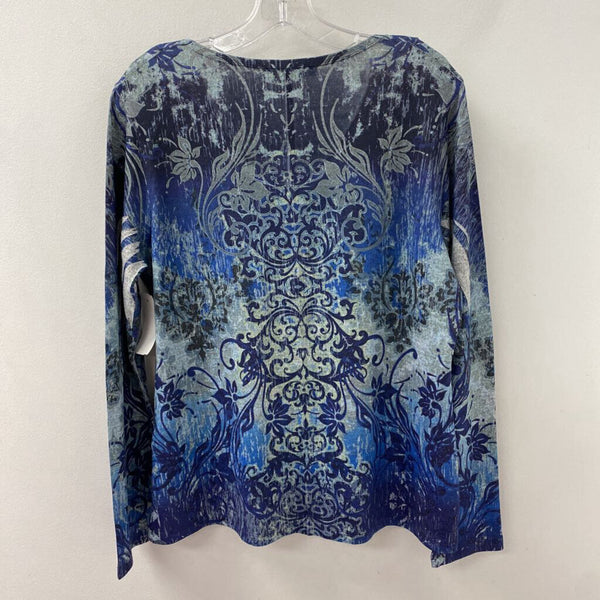 CLEO WOMEN'S TOP blue grey print L