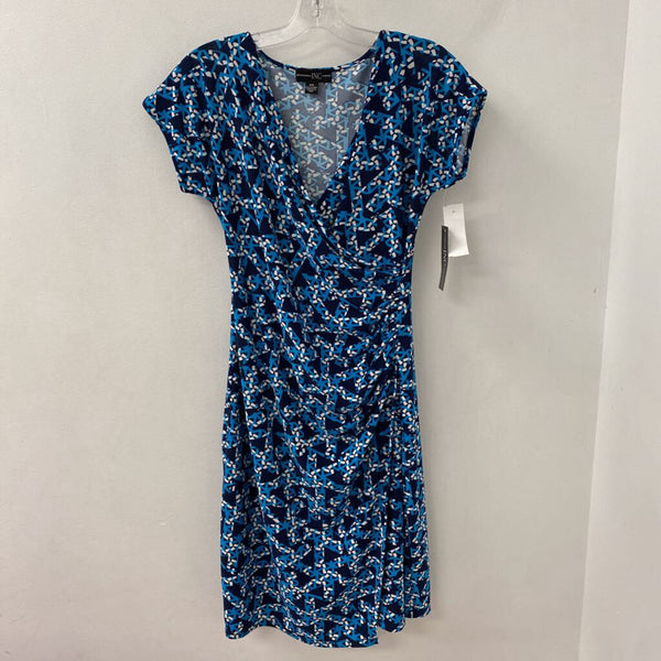 INC WOMEN'S DRESS blue white geo M