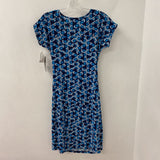 INC WOMEN'S DRESS blue white geo M