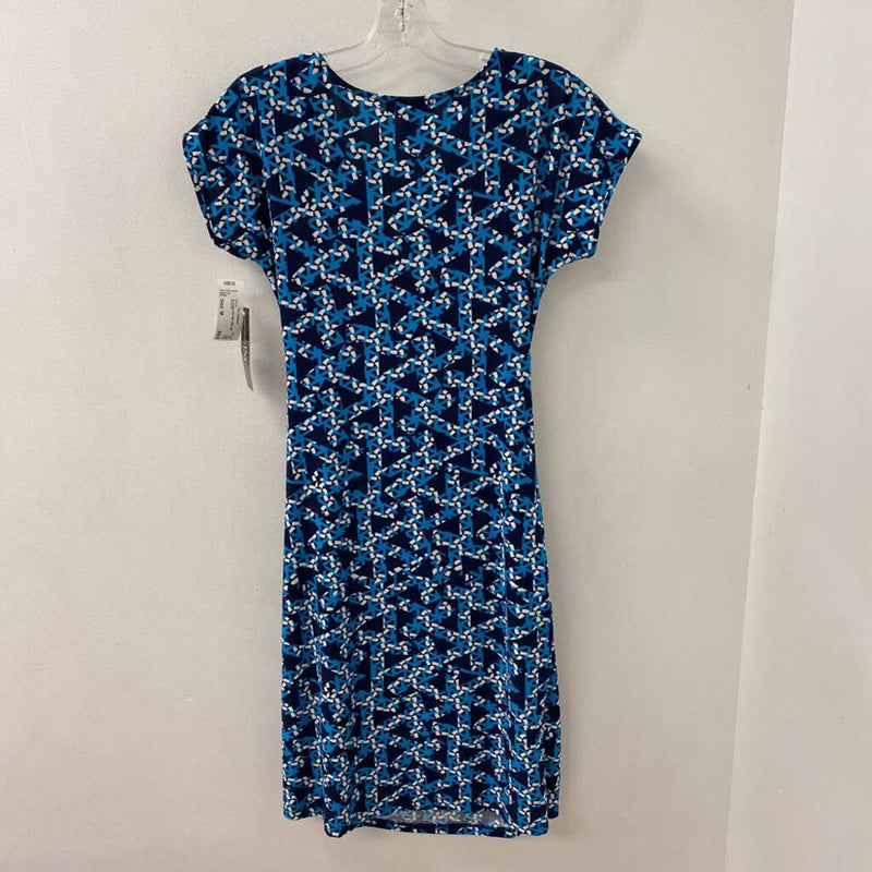INC WOMEN'S DRESS blue white geo M