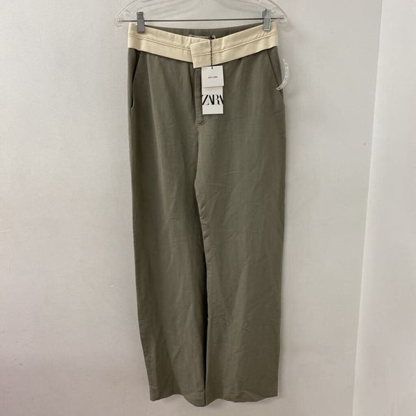 ZARA WOMEN'S PANTS grey cream mix S