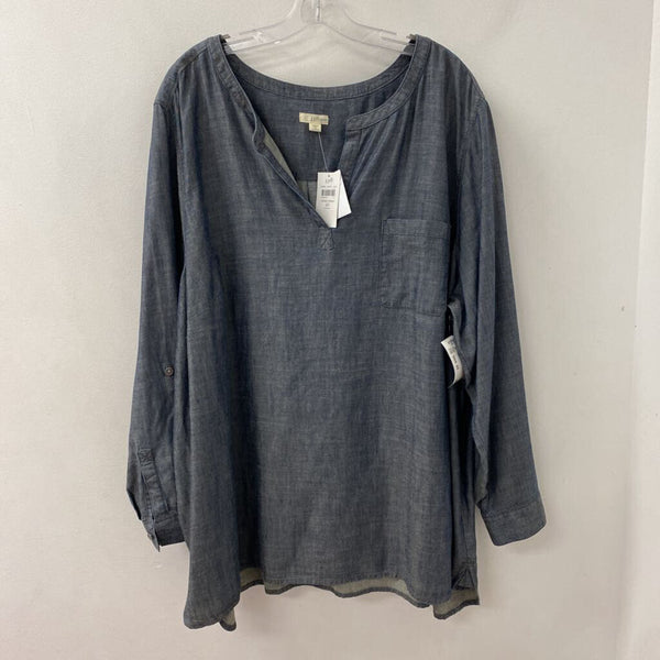 J JILL/PUREJILL WOMEN'S PLUS TOP denim-blue 4X
