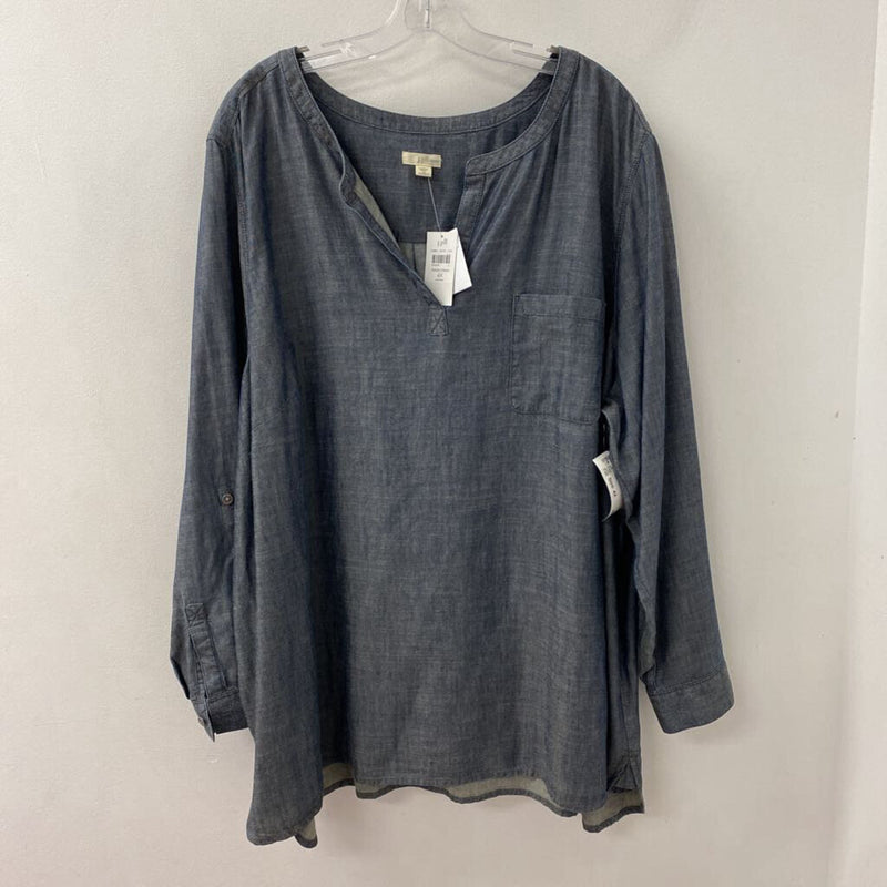 J JILL/PUREJILL WOMEN'S PLUS TOP denim-blue 4X