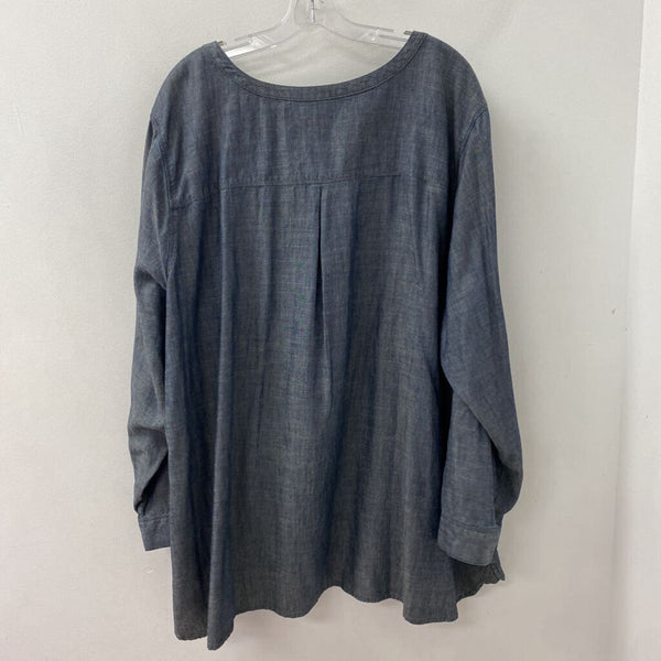 J JILL/PUREJILL WOMEN'S PLUS TOP denim-blue 4X