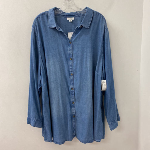 J JILL/PUREJILL WOMEN'S PLUS TOP denim-blue 4X