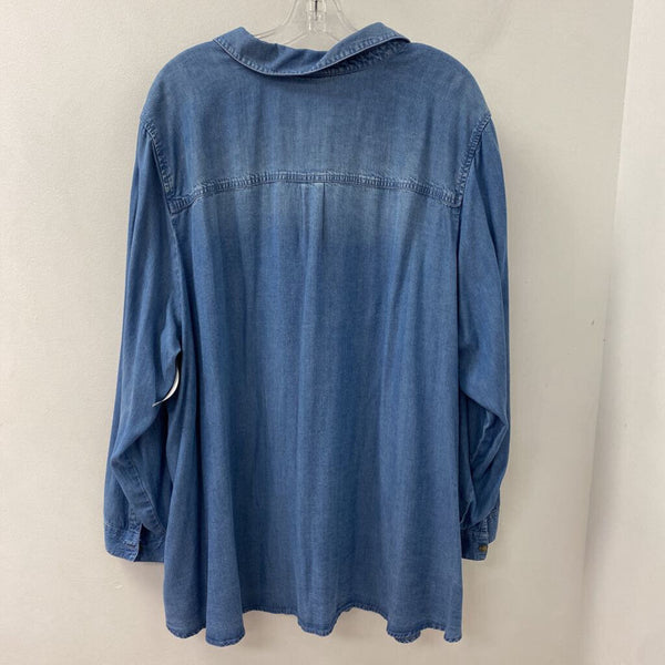 J JILL/PUREJILL WOMEN'S PLUS TOP denim-blue 4X