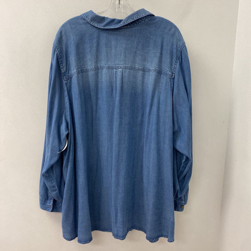 J JILL/PUREJILL WOMEN'S PLUS TOP denim-blue 4X