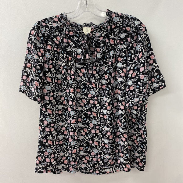 J JOIE WOMEN'S BLOUSE/SHIRT black multi floral L